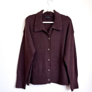 Banana Republic Womens Chocolate Brown Cardigan XXL Button Classic Minimalist